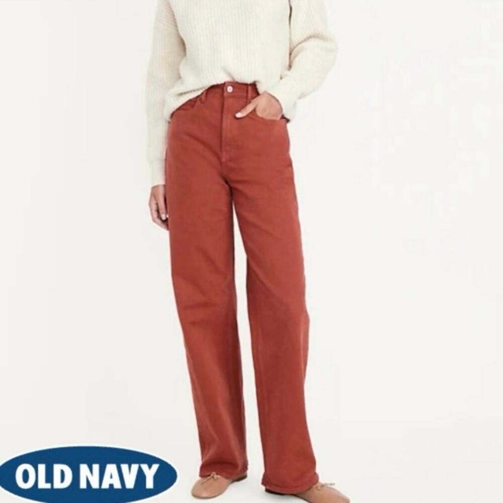 Old Navy Extra High Rise Sky High Wide Leg Jean 14 Tall Women’s Red Dirt